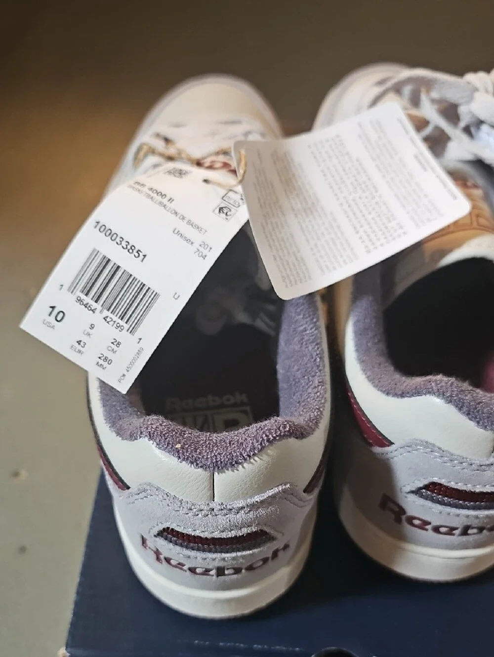 Reebok Men’s Low-Top Sneakers in White & Light Purple